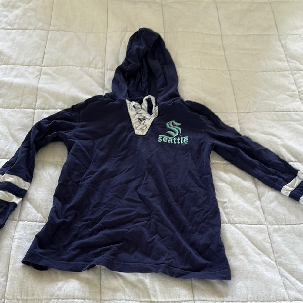 NHL Blue and Gray Oversized Hoodie Relaxed Fit